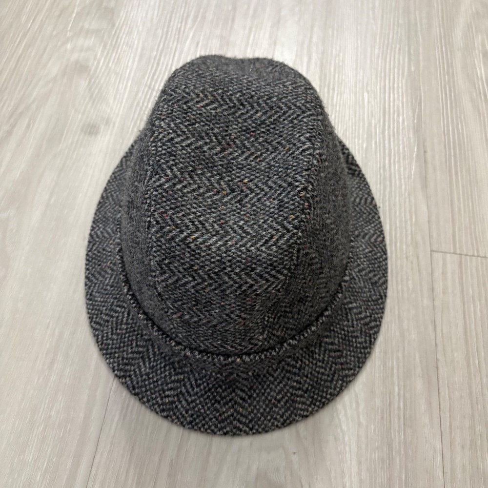 Kangol Bucket Hat Womens Wool Gray Made England Herringbone Fleck Trilby Fedora